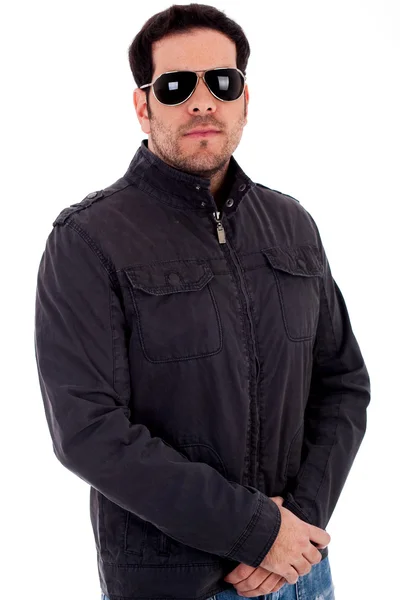 Model with jacket and sunglasses — Stock Photo, Image