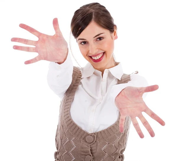 Vrouwen tonen haar handen breed open — Stockfoto