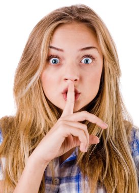 Women says ssshhh to maintain silence clipart