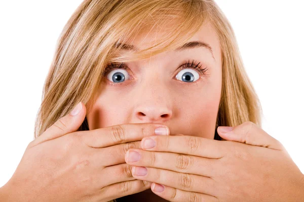 Young women covering her mouth Stock Image