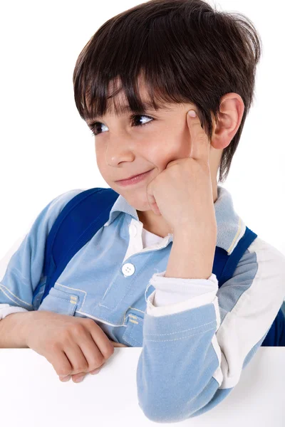 Portret van school jongen denken — Stockfoto