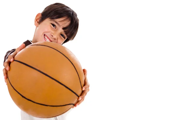 Chlapec s míčem, se zaměřují na míč — Stock fotografie