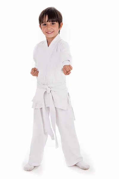 Malé karate boy v tréninku — Stock fotografie
