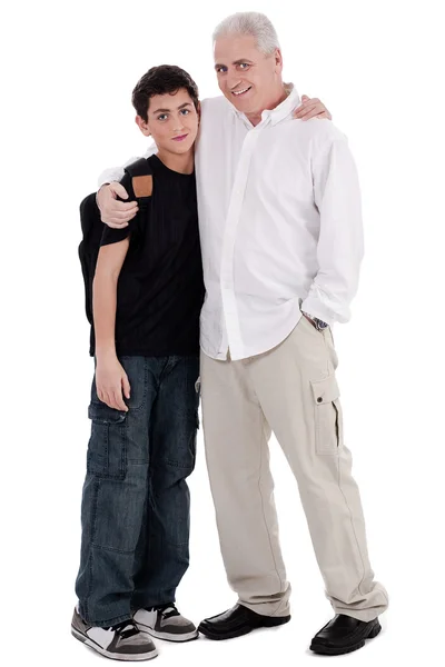Father embraces his son Stock Photo