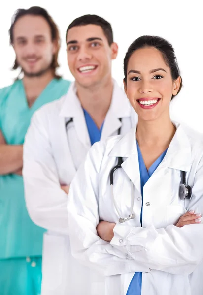 Erfolgreiche junge Doktoren lächelnd — Stockfoto