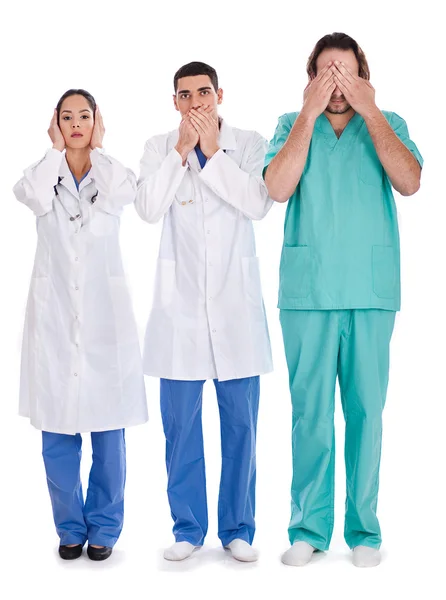 3 lékaři nevidí, mluvit, slyšet — Stock fotografie