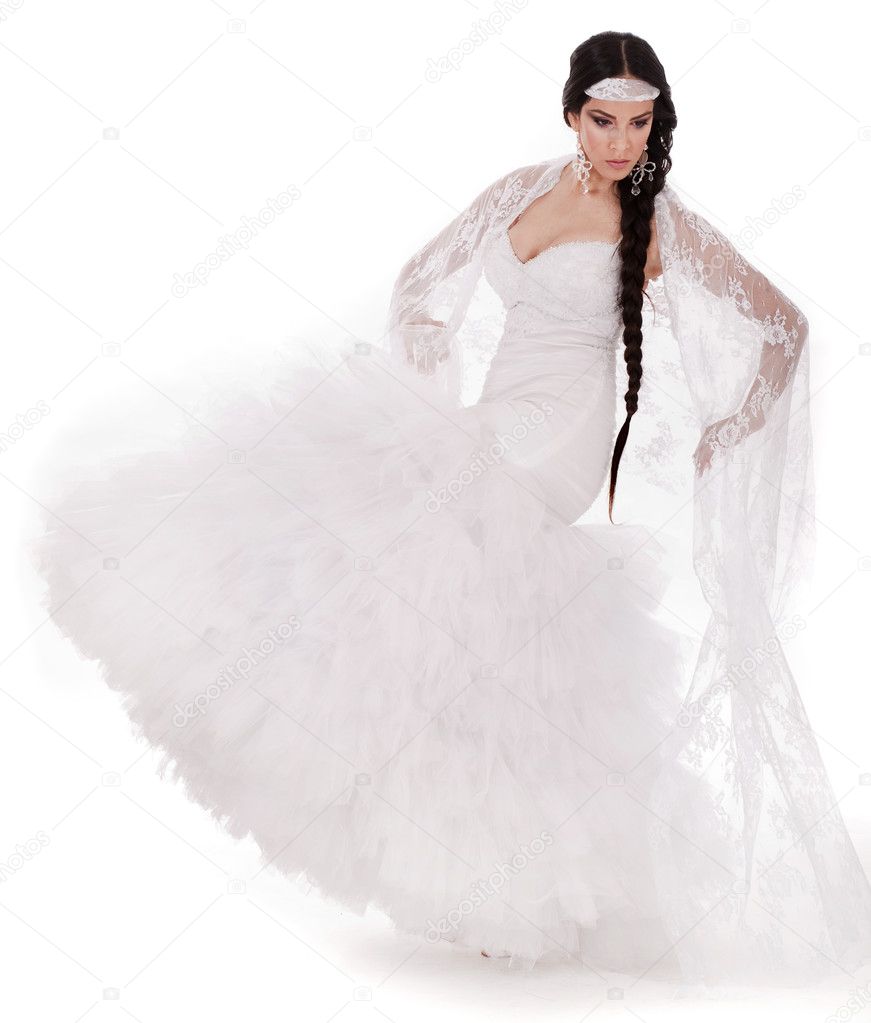 Dancing bride in white gown — Stock Photo © get4net #2121633