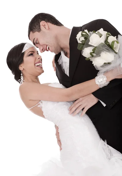 Tiro colorido de uma noiva e noivo — Fotografia de Stock