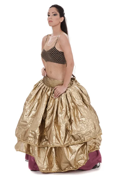 黄金の衣装でベリー ダンサー — ストック写真
