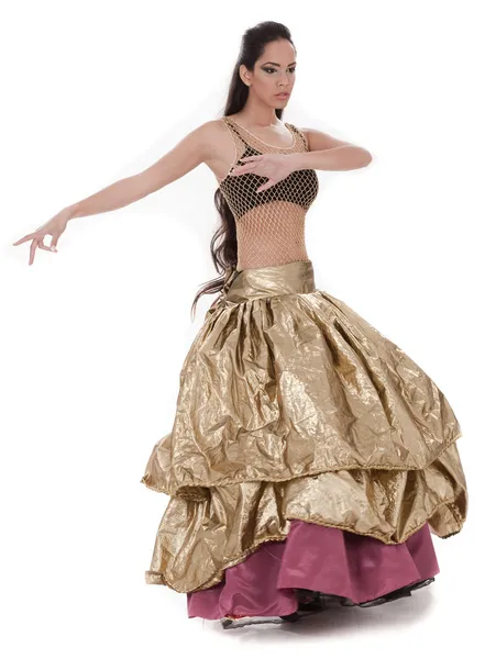 Beautiful belly dancer in rich costume — Stock Photo, Image