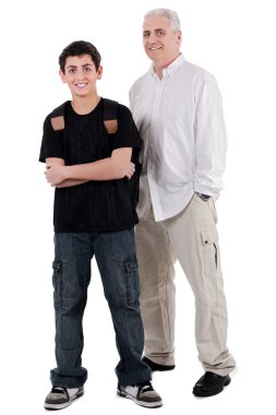 Young teenager with his grandfather clipart