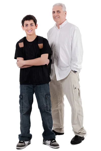 Young teenager with his grandfather Stock Image