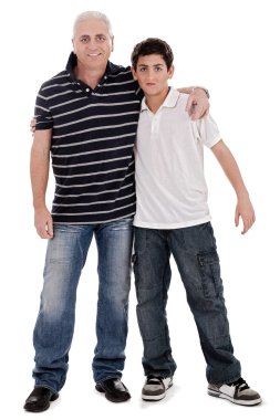 Caucasian boy with his father clipart