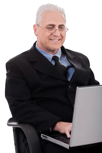 Homme d'affaires dans le travail avec ordinateur portable — Photo