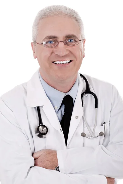 Крупный план счастливого врача-мужчины, улыбающегося — стоковое фото