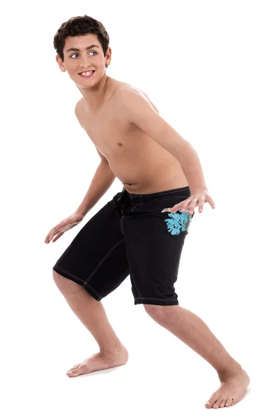 Jovem adolescente brincalhão vestindo shorts — Fotografia de Stock