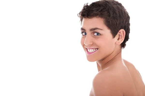 Topless young teenager smiling — Stock Photo, Image