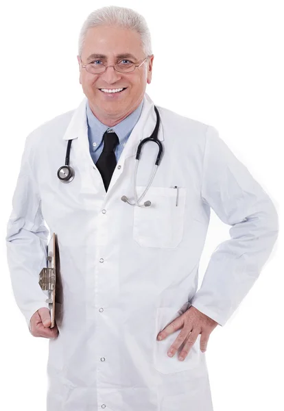 Medico sorridente con stetoscopio Foto Stock Royalty Free