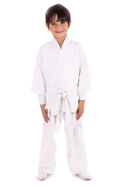 Karate kid in uniform — Stockfoto