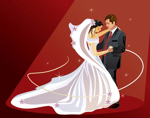 Bruid en bruidegom - vector — Stockvector