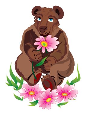 Bear with daisywheel clipart