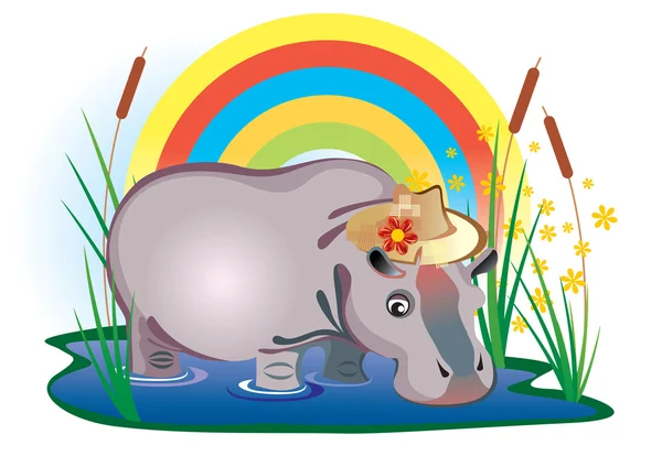 Hipopótamo de conto de fadas — Vetor de Stock
