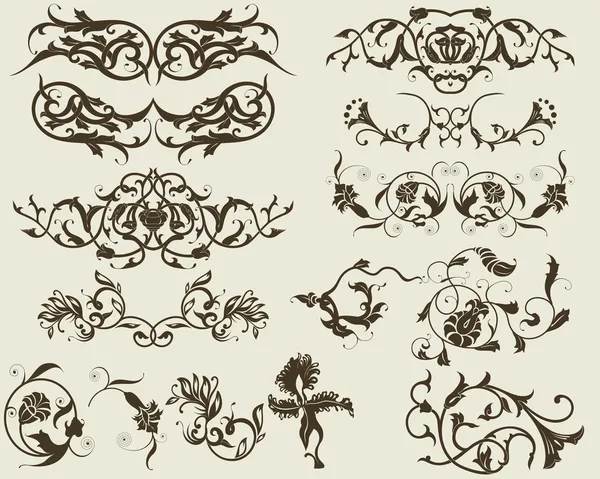 Elementos florales para el diseño — Archivo Imágenes Vectoriales
