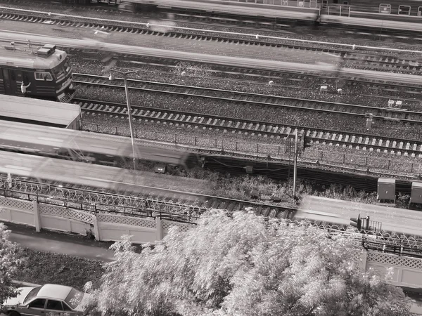 Ghostly trains. Railway. Moscow. — Stock Photo, Image