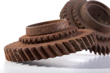 Rusty gears on a white background clipart