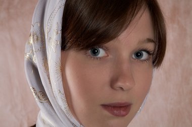 Portrait of the girl in a kerchief clipart