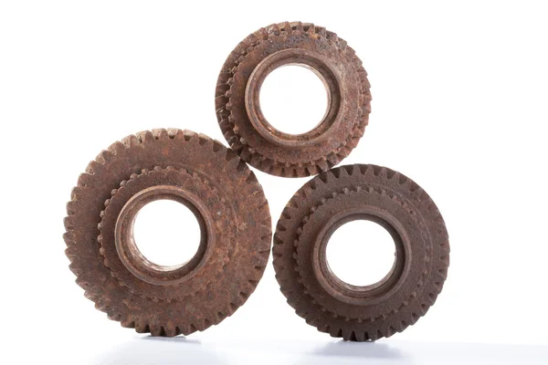 Rusty gears on a white background — Stock Photo, Image