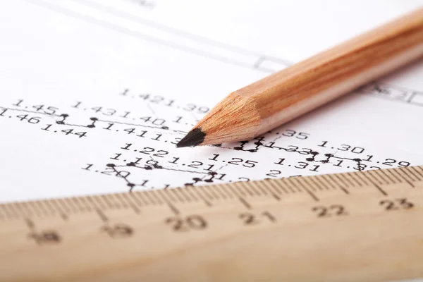 Wooden ruler and pencil — Stock Photo, Image