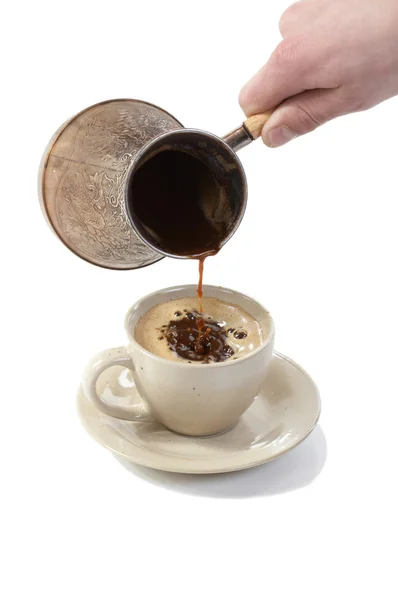 Wylewa z kawy w filiżance kawy — Zdjęcie stockowe