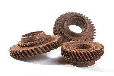 Rusty gears on a white background clipart
