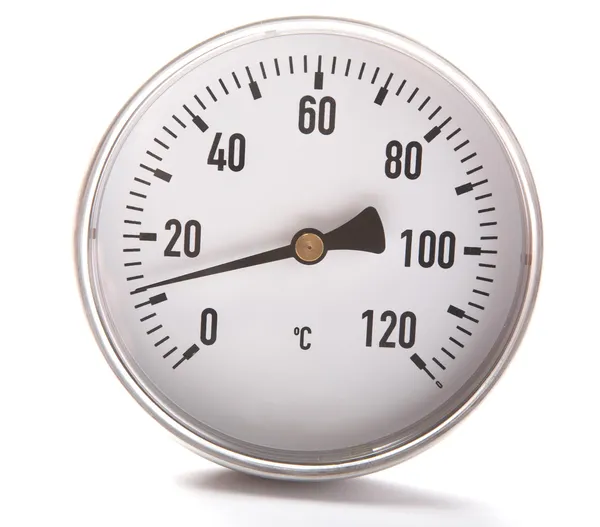 Das runde Thermometer isoliert — Stockfoto