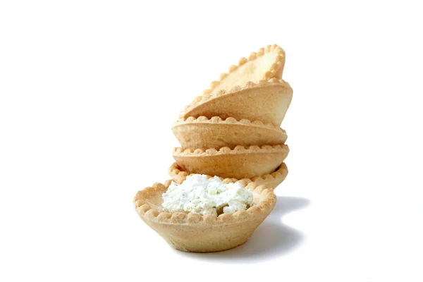 Tartlets with soft cheese isolated — Stock Photo, Image