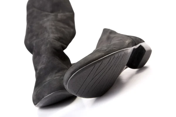 Kobiece czarne zamszowe buty — Zdjęcie stockowe
