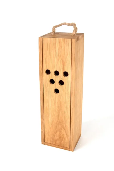Деревянная коробка для бутылки вина — стоковое фото