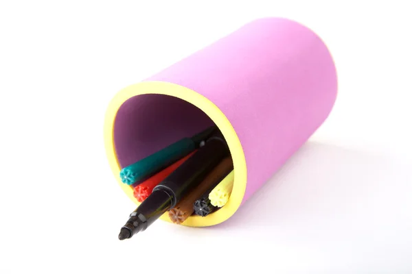 Marcador e canetas de feltro em apoio — Fotografia de Stock