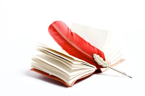 Czerwony pisania na pamiętnik — Zdjęcie stockowe