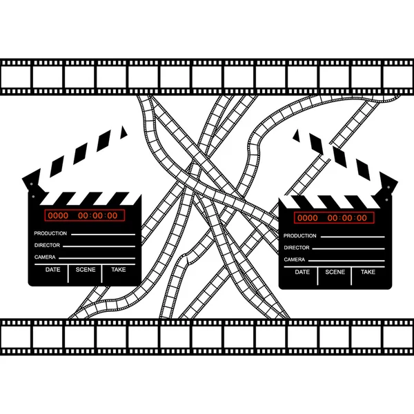 Cinemas clapper with film frame — Stock Vector