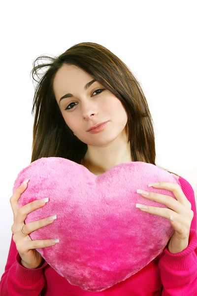 stock image Woman with a big red heart