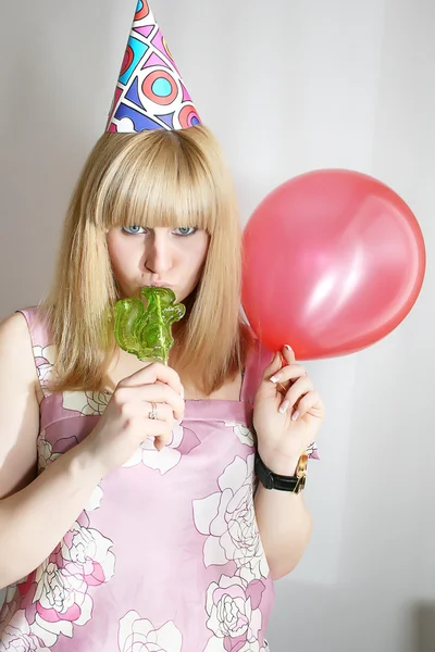 Woman with lollipop — Stock Photo, Image