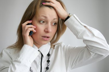 Woman calling by phone clipart