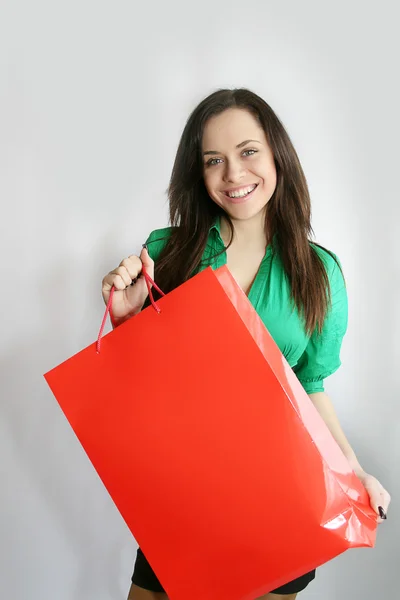 Woman happy with gifts — Stock Photo, Image