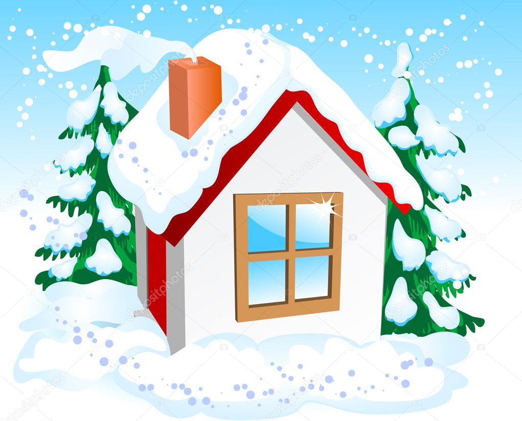 Download Small winter house — Stock Vector © Elenita #1185316