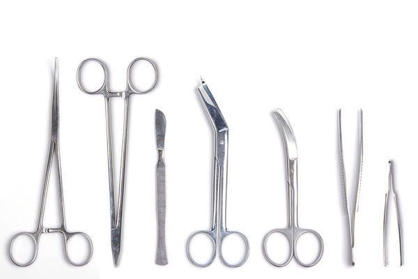 Surgeon tools - scalpel, forceps, clamps