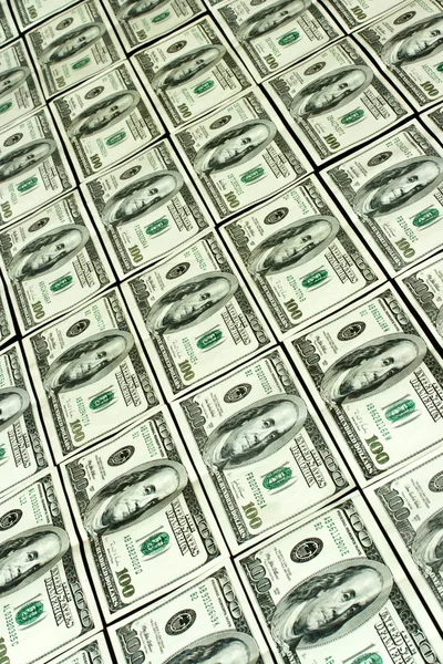 Background of rows hundred dollars bank — Stock Photo, Image