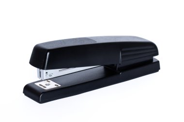 Black office stapler isolated on white b clipart