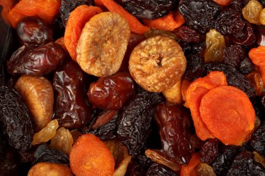 Various dried fruits close-up clipart